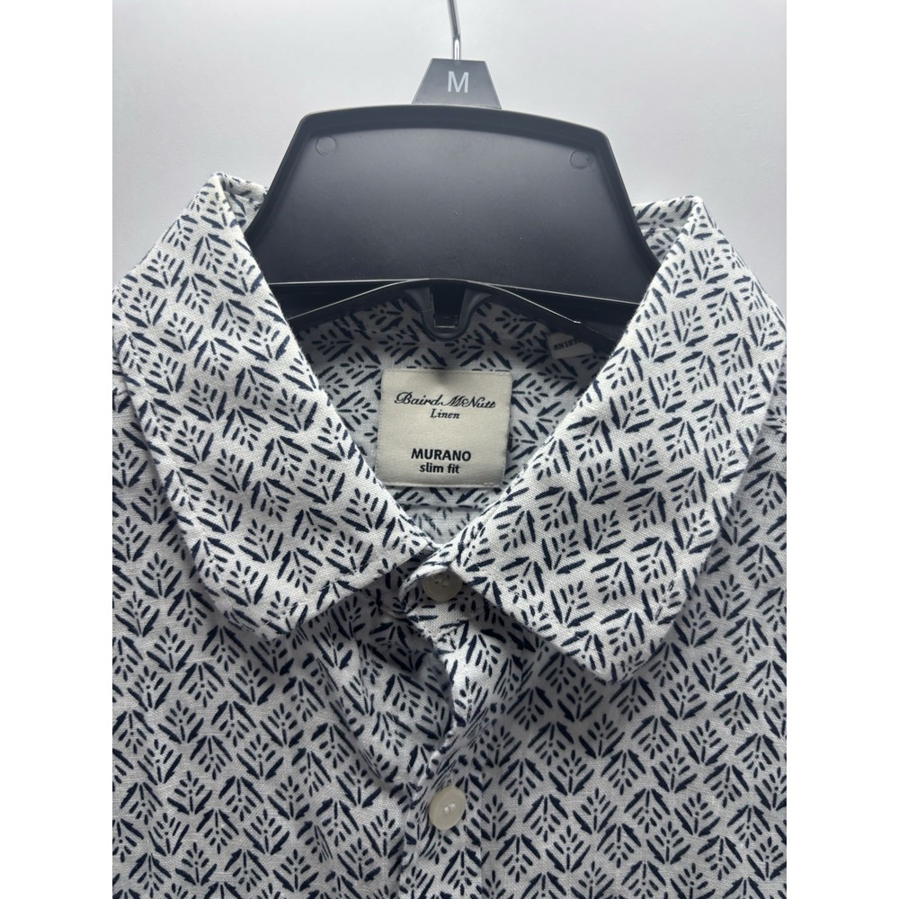 Murano Baird McNutt Linen Shirt Men's L White & Navy Lightweight Pockets‎ - Picture 2 of 3